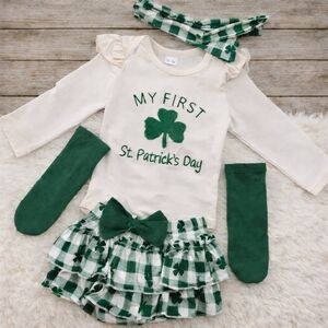 🍀💚St. Patrick's Day Outfit w/ Ruffle Bloomers & Knee-high Socks💚🍀